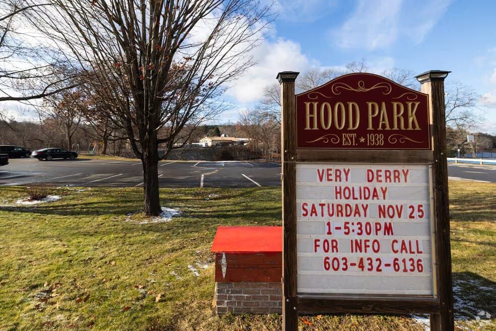 Hood Park and downtown Derry in Derry, NH