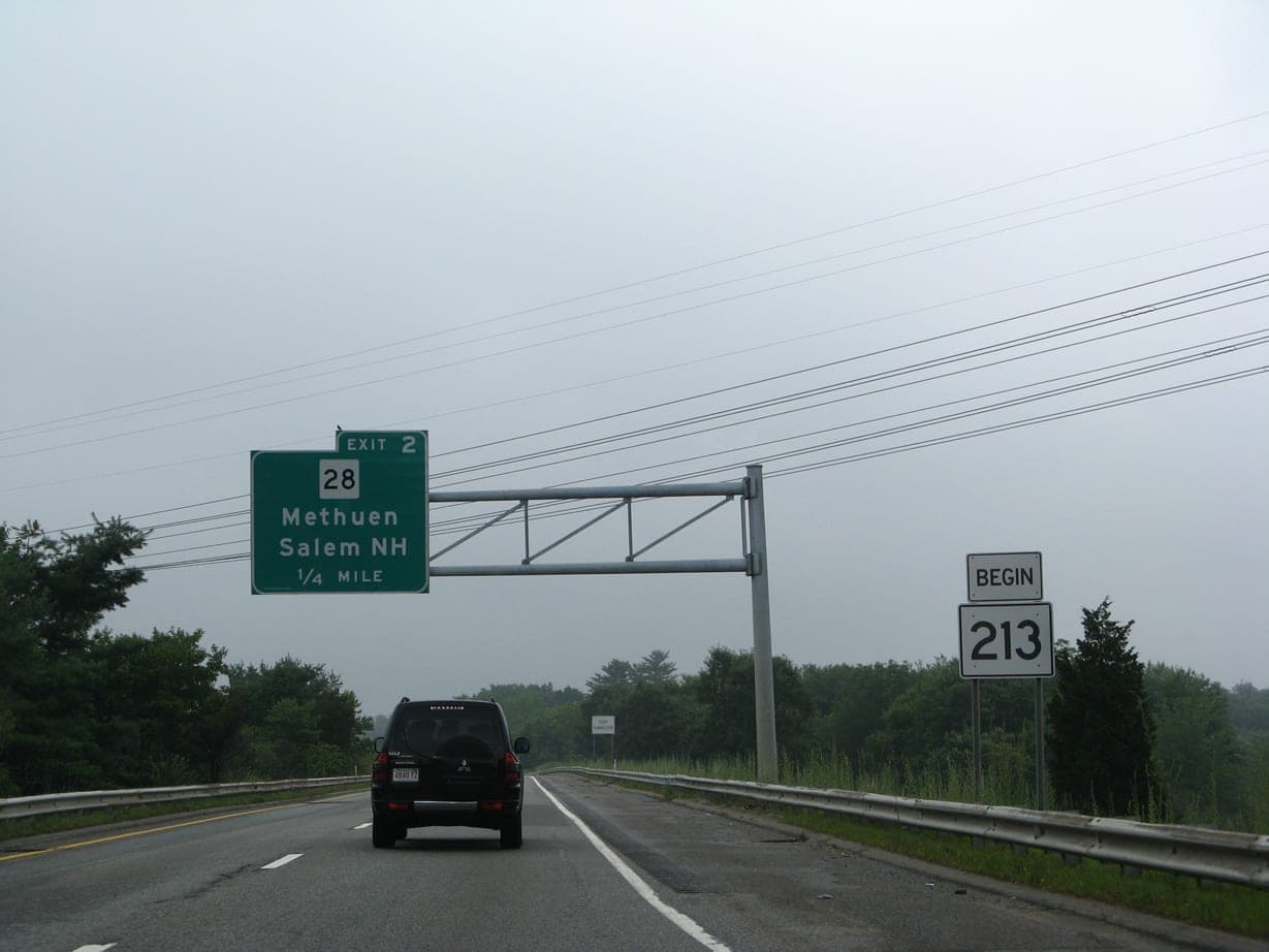 I-495 runs through town with three Methuen exits in Methuen, MA