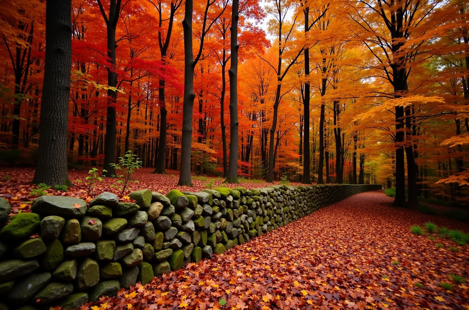 Dry stone wall at the edge of a Southern NH field