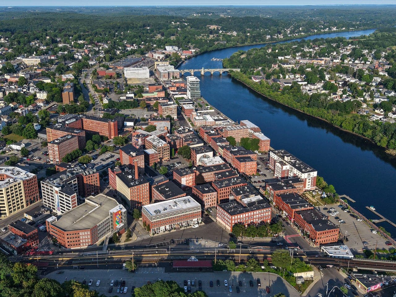 Downtown Haverhill along the Merrimack from above